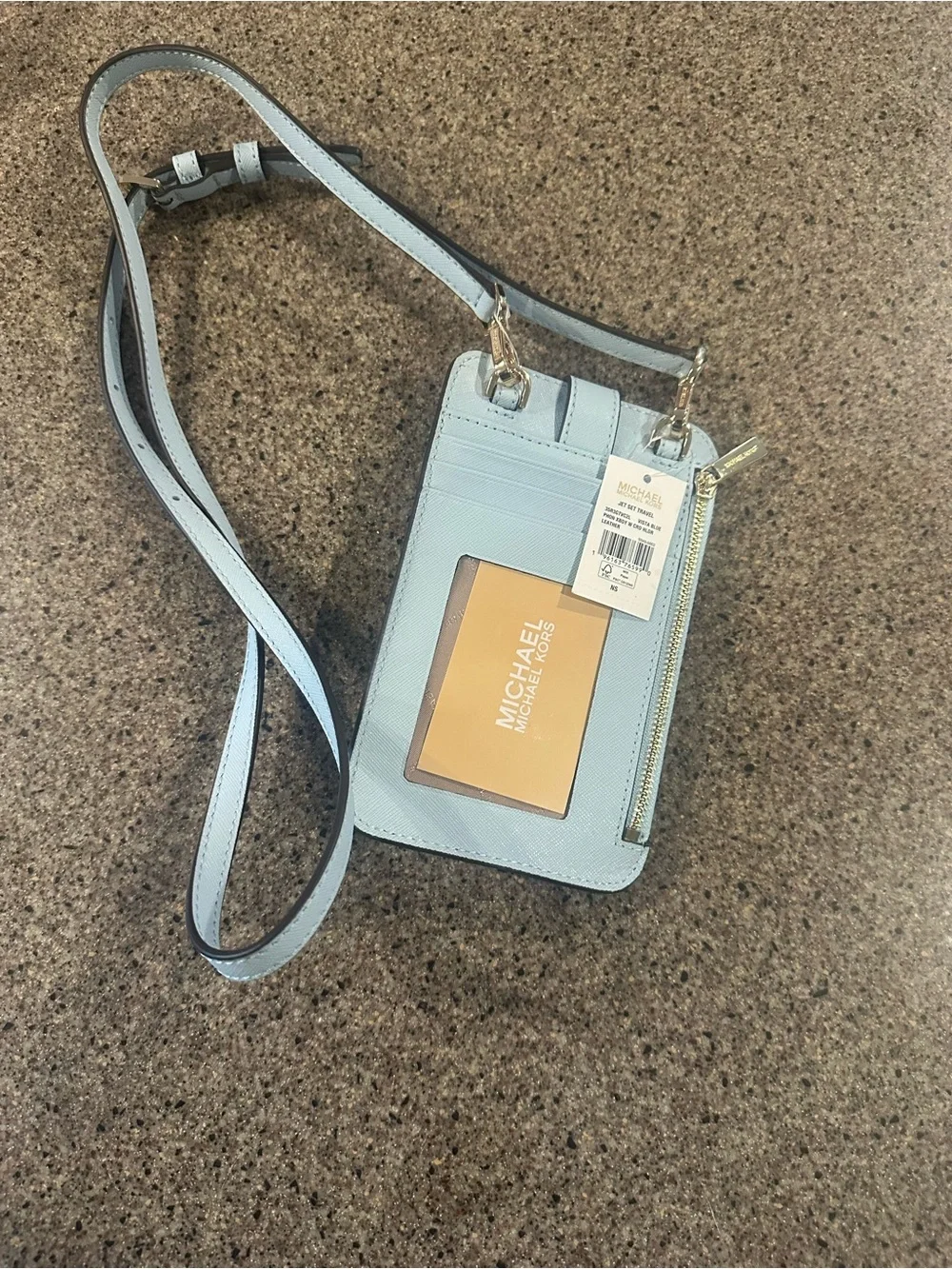 Michael Kors Light Blue Crossbody Card Case with ID Window
